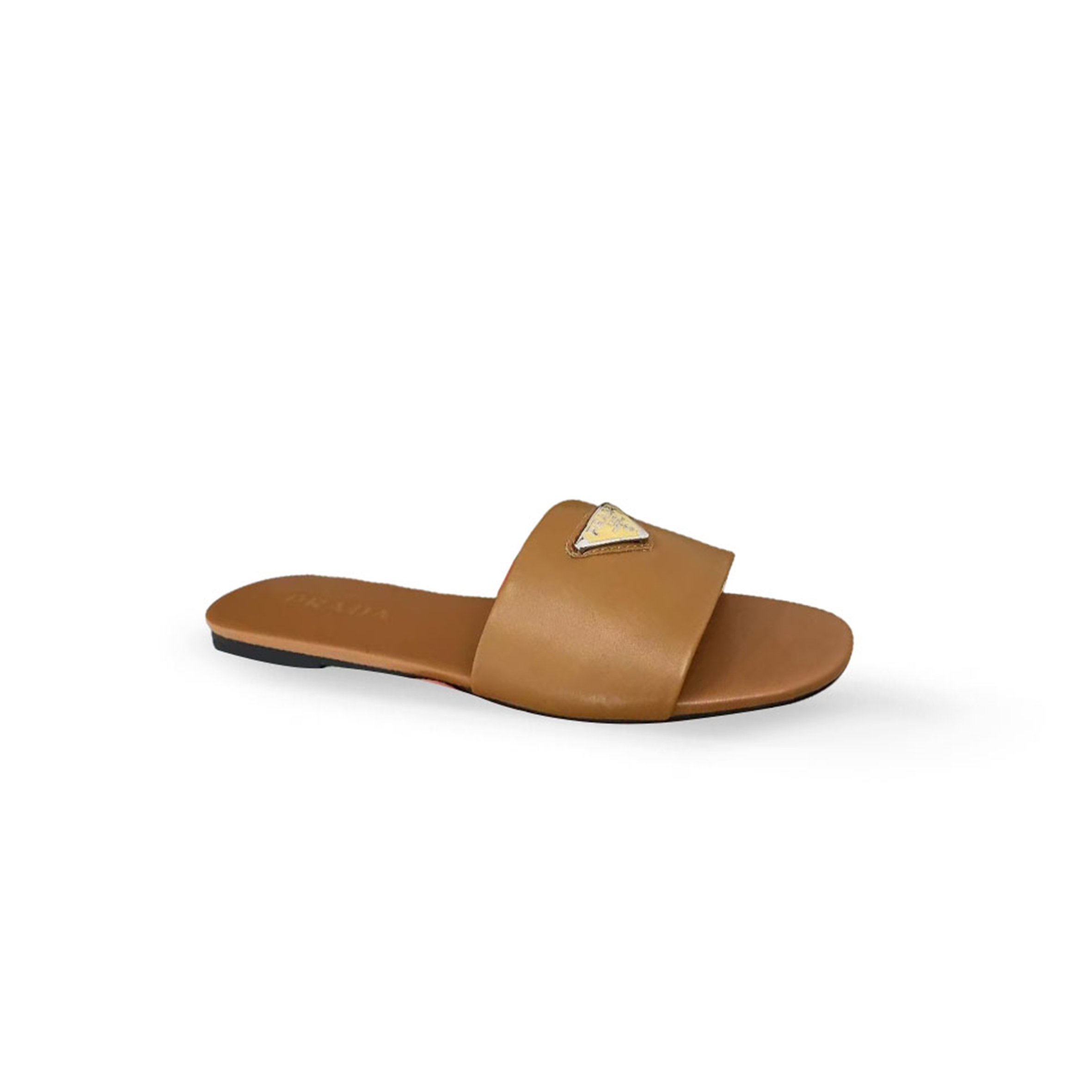 Pra*a saffiano patent leather slides